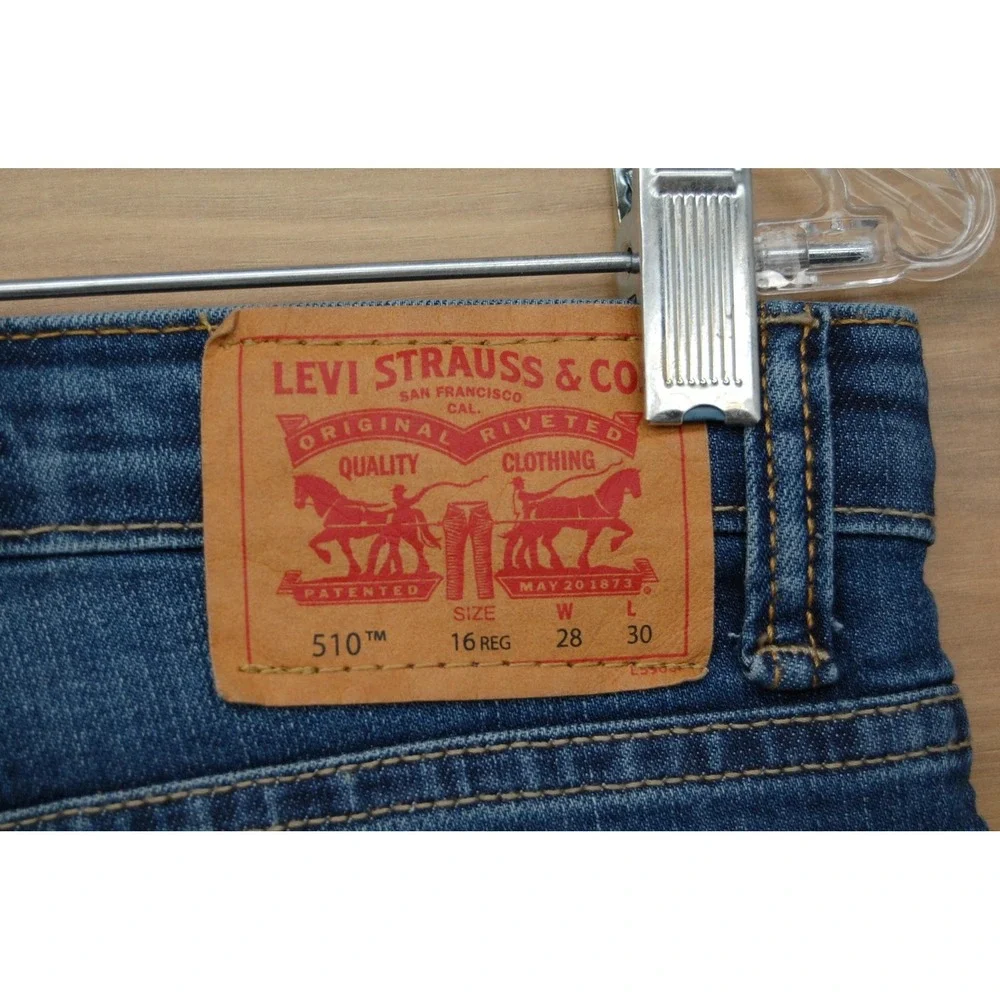 Levi's 510 Jeans Boys 16 Regular Blue Skinny Fit Stretch Distressed‎ 28x30